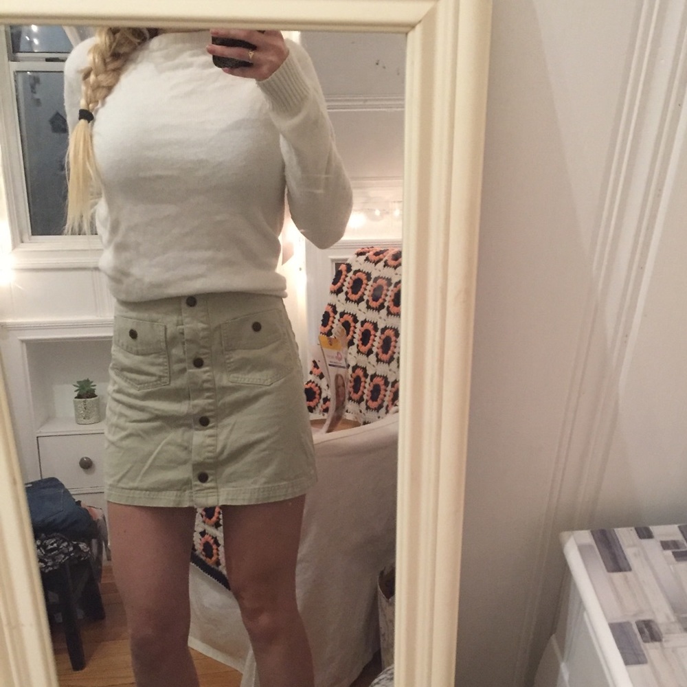 Tan denim button up skirt